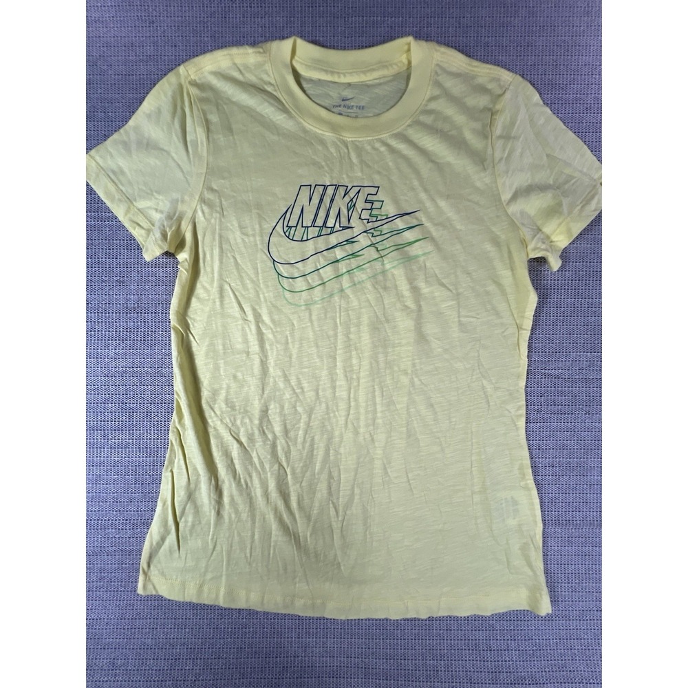 The Nike Tee  Shirt Women Sz‎ Small  Yellow Blue  Gym Athletic